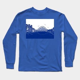 Newcastle Gateshead Quayside Linocut | Tyne Bridge | Baltic Arts | Sage Long Sleeve T-Shirt